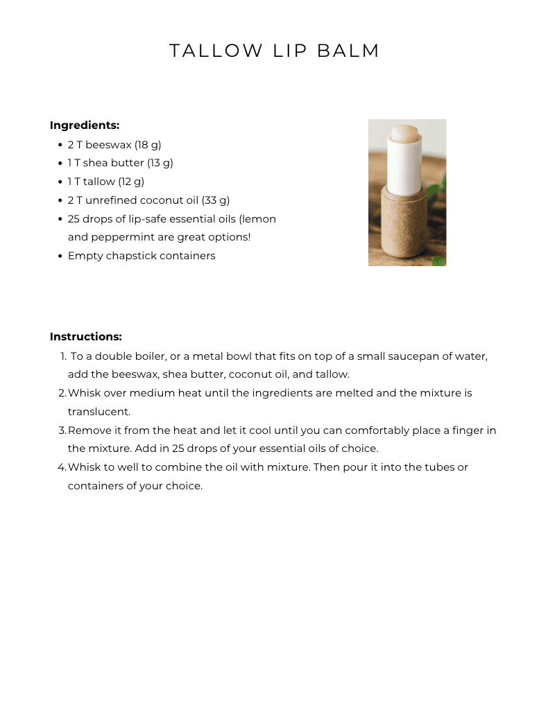 homemade chapstick printable recipe